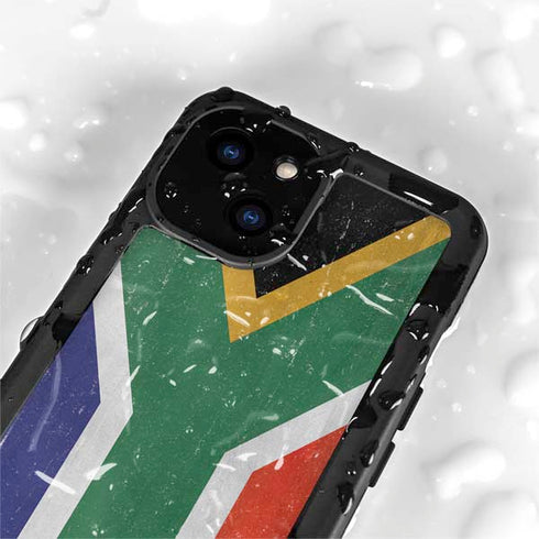 South Africa Flag Distressed iPhone 15 Waterproof Case